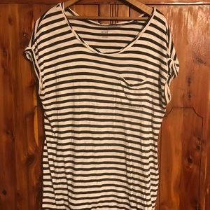 Black and White Striped Scoop Neck Tee